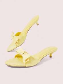 CUCCOO DOLLMOD Women's Shoes, Spring And Summer, Bow Decoration, Open Toe, Kitten Heel, Daily Casual, Sweet Pink Sandals. - goose yellow - View 8