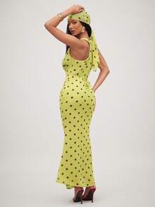 NYA SZN Dress Maxi Length Head Scarf Cowl Neck Dress - Green - View 7