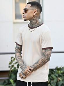 Devon Thys Men's Casual Minimalist Color Block Trim Short Sleeve T-Shirt Tshirt Tshirt Cotton Cotton Tee Shirts T Shirts - Multicolor - View 6