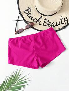 Swim Basics 女款夏季度假海灘素色泳褲下身 - 玫紅色 - 查看 4