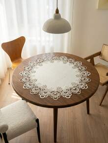 Cirelle 1pc Vintage Lace Round Tablecloth, Elegant Embroidered Hollow Out Table Mat, Polyester Table Cover For Dining Room, Kitchen, Party And Home Decor - Multicolor - View 1
