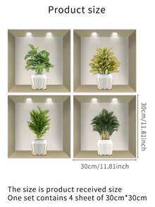 4pcs/Set 11.81*11.81 Inch Waterproof Self-Adhesive Flower Printed Wall Stickers For Living Room, Kitchen, Foyer, Bedroom DIY Vinyl Decals,Stickers,Wall Decal, Vinyl Decal For Home Decorations,Spring Decoration Items Refresh Your Home,Rama Decoration Stickers Gifts Birthday Graduation - one size fits all - View 8