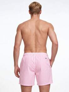 Manfinity KASUA Men Vertical Striped Drawstring Waist Swim Trunks - Pink - View 2