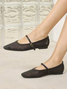 MOTF PREMIUM Sepatu flat minimalis nyaman untuk wanita, serbaguna untuk bepergian, cocok untuk Halloween dan Natal. - Hitam murni - View 8