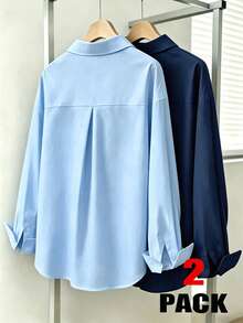 Simple, Solid-Color Women's Everyday Button-Down Shirt - Gold - View 2