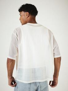SUMWON Oversized Mesh Football Jersey T-Shirt Number 80 Print Crew Neck Short Sleeve Summer Top,Number Shirt,Streetwear Clothes Mens,Retro Tshirt - Apricot - View 4
