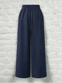 SHEIN PETITE CURVE 女款優雅通勤日常穿搭歐美風，熱銷仿牛仔面料，疊穿二合一設計，腰部誇張金屬扣飾，側邊拉鍊方便穿脫，春夏休閒時尚設計，適合休閒、派對、通勤等多種場合，獨特風格且高 CP 值 - 藏蓝色 - 查看 2