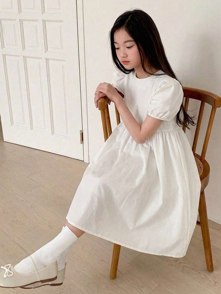 Tween Girl Fall Clothes Girls' Round Neck Sleeveless Dress