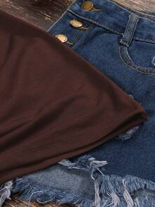 NostaNoir Heart And Letter Graphic Tee Graphic Tees Women Tops - Chocolate Brown - View 5