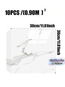 10片 0.9㎡ 深灰色大理石紋瓷磚貼紙 防水防潮 鋁塑板 自黏式牆紙 用於牆面翻新與裝飾 情人節、情人節婚禮、生日 - 白色 - 查看 2