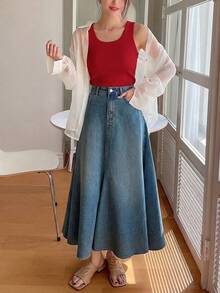 DAZY リブ編み タンクトップ ソリッドカラー、ノースリーブ - レッド - チェックする 8