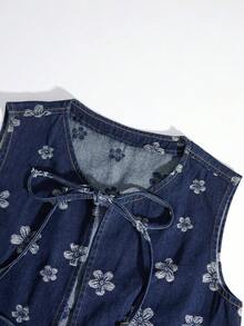 GlowEve Women's Minimalist Print Sleeveless Denim Top - Blue - View 4