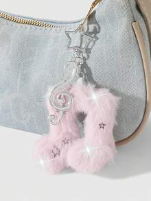 ROMWE Kawaii 1個甜粉色星星音符翅膀水鑽吉他魚蛋糕DIY鑰匙圈包包掛飾，適合女性與女孩日常配戴，節日禮物 - 粉色 - 查看 9