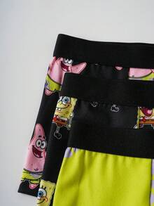 SpongeBob SquarePants | SHEIN Bañador tipo bóxer con estampado de dibujos animados y bloques de color para niño pequeño, para uso diario - Negro - Ver 4