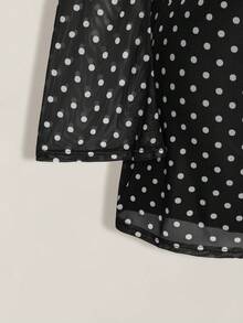 SHEIN ICON Vestido de festa e encontro de moda com bolinhas para mulher plus size - Preto e Branco - Ver 7