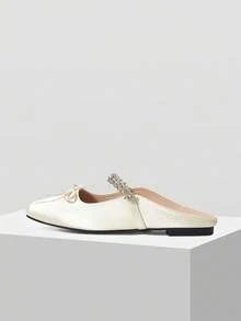 MOTF MARY JANE FLATS WITH SQUARE TOE AND RHINESTONE DETAIL FOR CHRISTMAS SPRING SHOES - Light Apricot - View 3