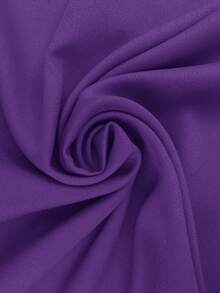 SHEIN Clasi Women's Solid Color Round Neck Short Puff Sleeve Casual Short Dress - Purple - View 7