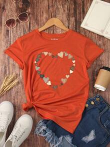 NostaNoir Heart Print Tee - Burnt Orange - View 1