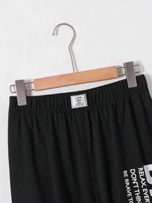 SHEIN 青少年男孩 2件/套 休閒字母印花圓領套頭衫套裝,適合夏季、運動、跑步、戶外,適用於春季/夏季、日常穿著、外出、學校、派對、節日、拍照 - 彩色 - 查看 7