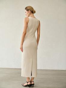 MOTF PREMIUM COLORBLOCK SLIM FIT DRESS - Apricot - View 3