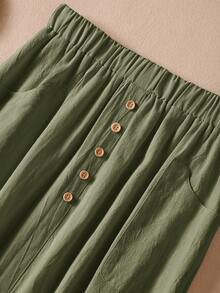 Rusticease Casual Retro White Spring/Summer Women's Skirt - Army Green - View 5