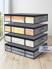 Bộ 4 túi đựng chăn ga gối đệm có thể gấp gọn, túi đựng quần áo chống bụi dưới gầm giường, thích hợp để đựng chăn, ga trải giường, đồ dùng phòng ngủ, tiết kiệm không gian cho tủ quần áo, phòng ngủ, phụ kiện gia đình. - Nhiều màu - Xem 2