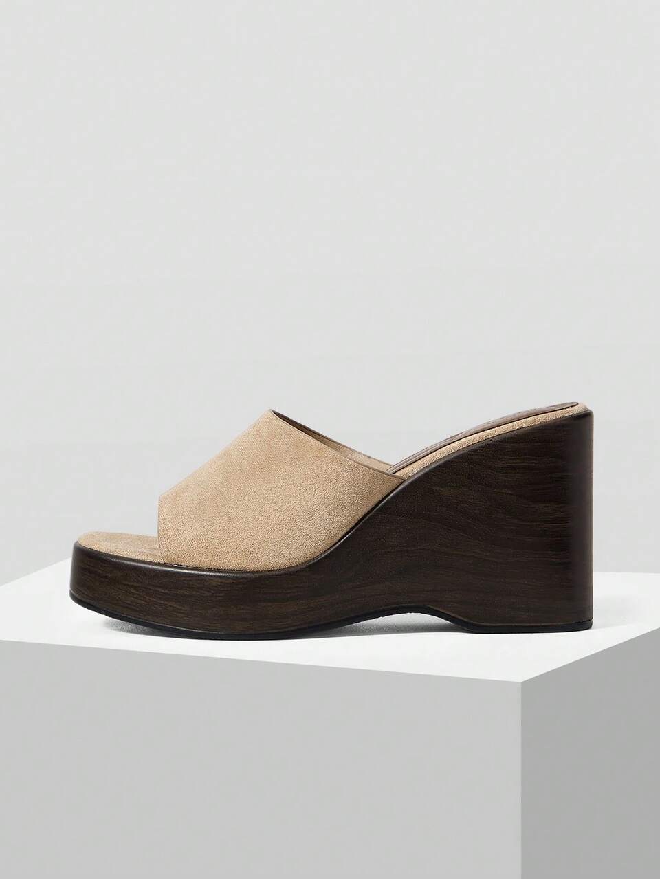 ELEGANT SQUARE TOE WEDGE HEEL THICK SOLE MID HEEL CASUAL COMFORTABLE SLIP-ON PUMPS, SUITABLE FOR WORKPLACE, COMMUTE, DATE, FORMAL OCCASIONS SUMMER