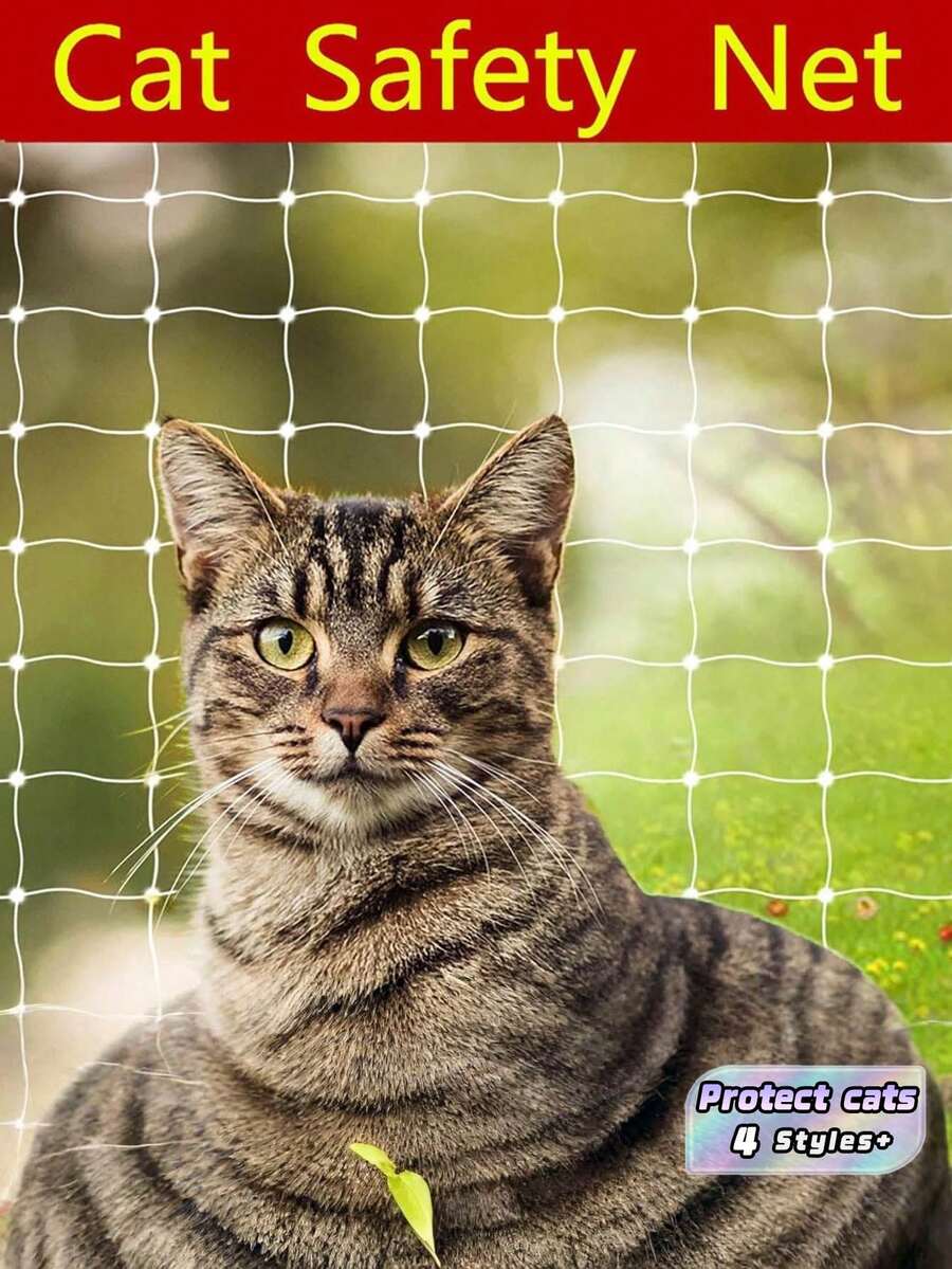 1PC Transparent Nylon Pet Safety Net Balcony Cat Fence Window Protection Mesh Anti Fall Climbing Guard For Stairs Patio Outdoor Dog Cat Enclosure With Fixing Kit - Multicolor - View 1