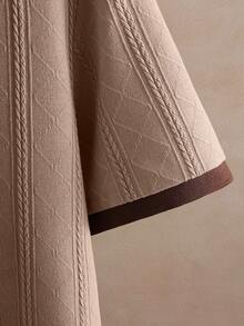 Core Aspect 男士大尺碼翻領緹花短袖休閒套裝，針織紋理緹花短袖 Polo 衫與梭織長褲套裝，適合丈夫、男朋友、朋友的禮物，適用於日常出遊、朋友聚會或休閒週末時光，INS 熱銷男士兩件套 - 咖啡棕 - 查看 3