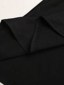 SHEIN 青少年女孩方領素色優雅A字洋裝 - 黑色 - 查看 5