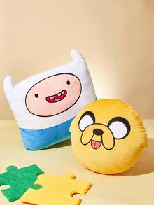 ADVENTURE TIME X SHEIN 1P'c Cartoon Throw Pillow, Beautifully Embroidered Design, Can Decorate Your Home, Office, Bedroom Or Sofa - Blue and White - View 2