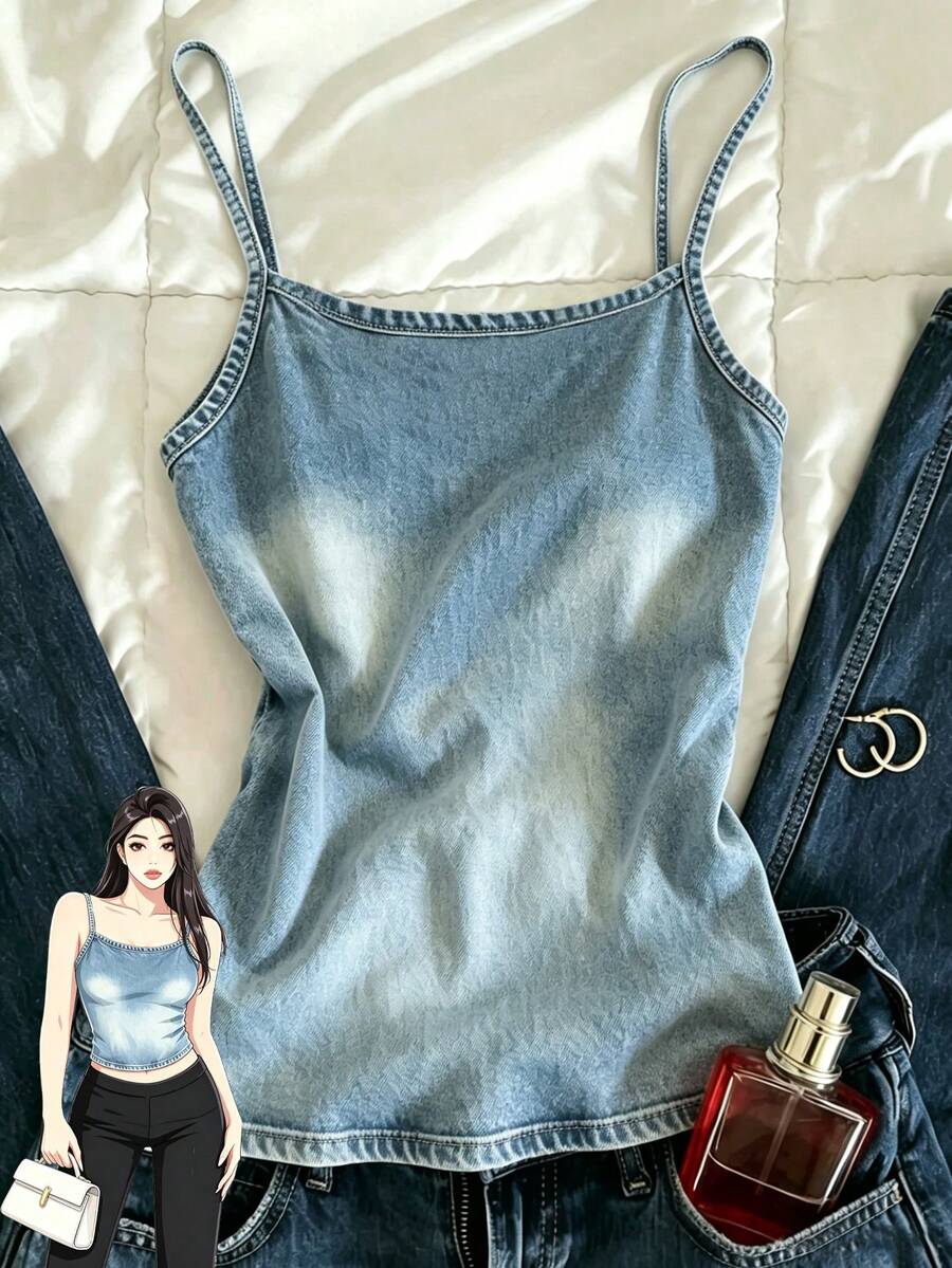 IslaSuriya Women's Casual Versatile Daily Outing Camisole Top Light Blue Summer - Multicolor - View 1