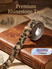 1 Yard Self Adhesive Crystal Rhinestone Ribbon, Rhinestone Strips, DIY Diamond Bling Ribbon Stickers Rhinestone Tape Roll For Crafts Phone Car Decorations - leopard print - View 1