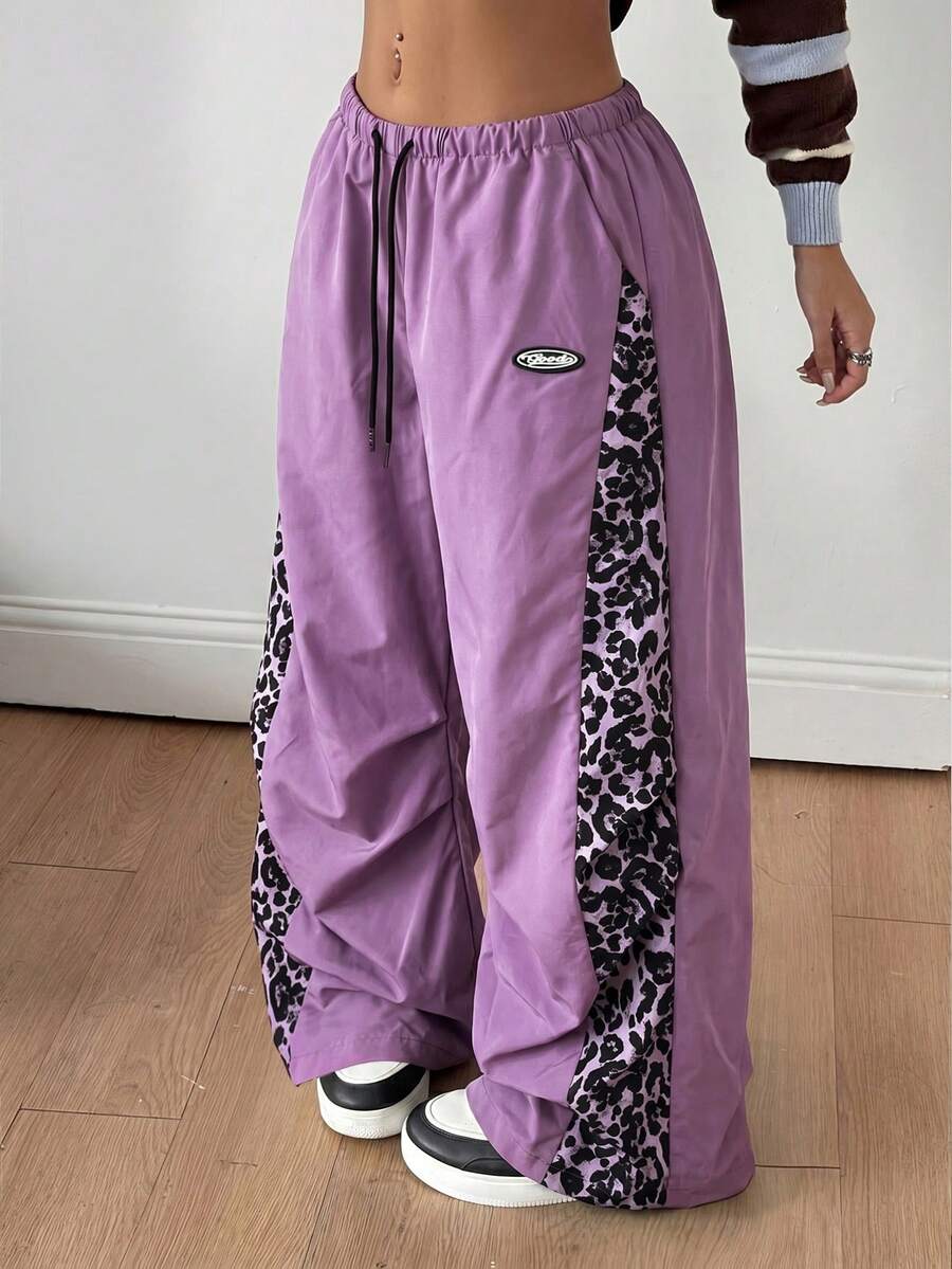 Coolane Quần dù nữ phối màu phong cách streetwear đi chơi, đi concert mùa xuân hè - Màu tím - Xem 1