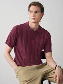 Manfinity Homme 欧美新晋博主时尚设计休闲男士套头针织衫，白色针织衫 - 紅木色 - 查看 7