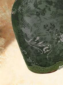 Amplova Lace Cup Detail Tropical Vacation Floral Mesh Bodycon Mini Dress - Green - View 8