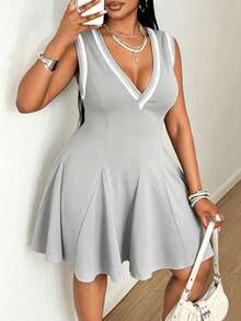 Maweii 大尺碼女款甜美短洋裝，適合日常穿著 - 彩色 - 查看 2