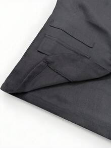 SHEIN 2 件青少年男孩绅士服装套装：长袖夹克 + 长裤，优雅正式礼服，适合生日派对、婚礼、毕业典礼、周年纪念 - 黑色 - 查看 4