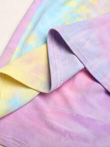 SHEIN Tween女孩 針織紮染T恤與長褲休閒套裝 - 彩色 - 查看 5