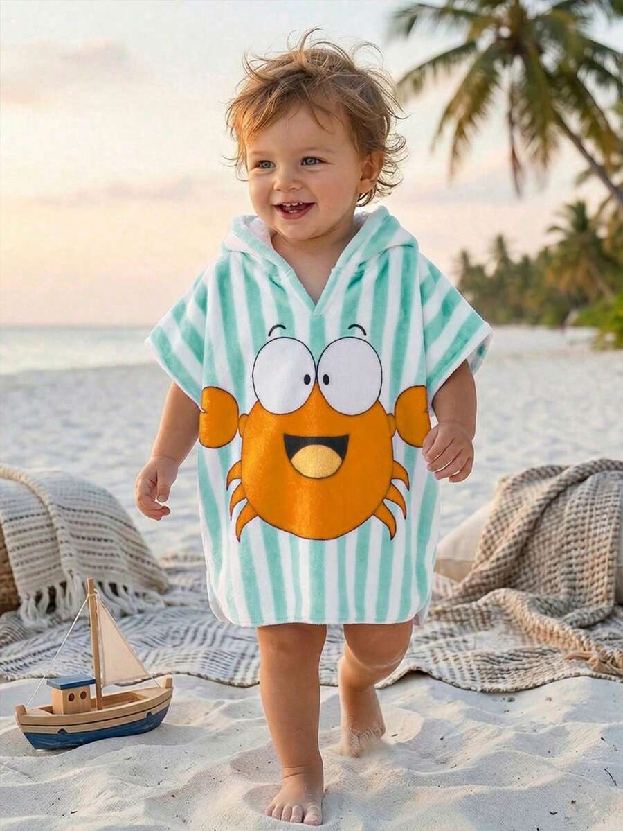 SHEIN Bubblio Cute Crab Plush Cloak For Baby Boys - Multicolor - View 1