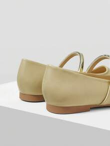 MOTF PREMIUM Zapatos planos de mujer de metal versátiles y elegantes para ir al trabajo, para Navidad - Amarillo claro. - Ver 6