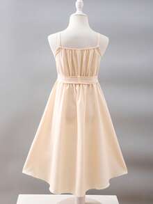 SHEIN Glamorique Kids 女童小女孩洋裝，可愛優雅奢華香檳色亮片細肩帶洋裝，生日派對、婚禮節日洋裝、舞會洋裝、畢業洋裝、夏季洋裝 - 香檳色 - 查看 6