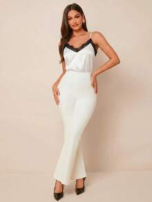 Amorya Elegantes vielseitiges Damen-Camisole mit Kontrastspitze für den Sommer - Schwarz und Weiss - View 5