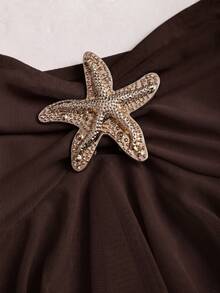 Sweetra Y2K Sexy Ruffle Hem Cropped Camisole, Versatile Summer Top - Coffee Brown - View 5