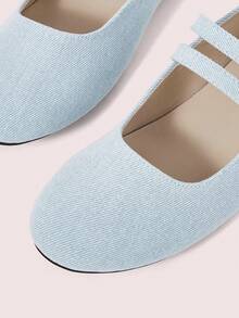 CUCCOO DOLLMOD Ladies Vintage Round Toe Light Blue, Double Stripe Mary Jane - Light blue - View 5