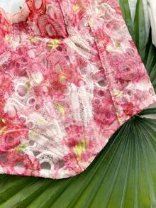 Soleia 女款浪漫春夏度假雛菊刺繡紋理印花3D花卉裝飾胸衣上衣，休閒約會情人節下午茶海灘郵輪公路旅行城市度假音樂節派對波希米亞波西米亞嬉皮西式風格，內搭/外穿，四季日常通勤 - 粉色 - 查看 4