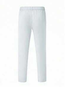 Manfinity Mode Celana Kasual Pria Smart Casual Serbaguna dengan Kancing dan Saku, Cocok untuk Bisnis dan Kantor, Warna Abu-abu Muda, Gaya Klasik, Santai Sehari-hari, Hadiah Pesta Liburan - Light Grey - View 2