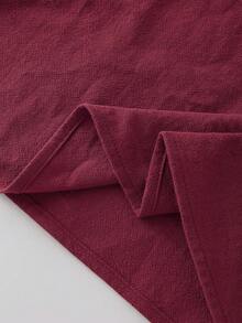 SHEIN LUNE 酒紅色無袖V領刺繡女款休閒老錢風1950年代復古襯衫 度假夏季 - 酒紅色 - 查看 6