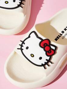 HELLO KITTY AND FRIENDS | SHEIN 可愛卡通圖案米色兒童EVA拖鞋，適合幼兒和兒童，可用於室內、淋浴或戶外，輕便舒適，適合男孩和女孩，夏季服裝，春季服裝，海灘，度假 - 米色 - 查看 2