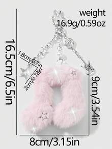 ROMWE Kawaii 1個甜粉色星星音符翅膀水鑽吉他魚蛋糕DIY鑰匙圈包包掛飾，適合女性與女孩日常配戴，節日禮物 - 粉色 - 查看 15